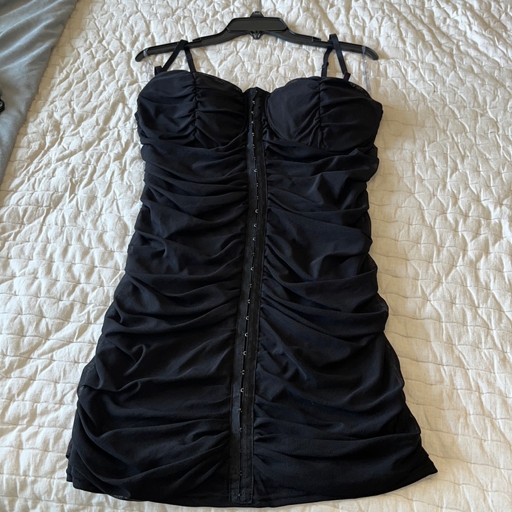 NWT Sexy Black Bustier Ruched Dress - Plus Size!